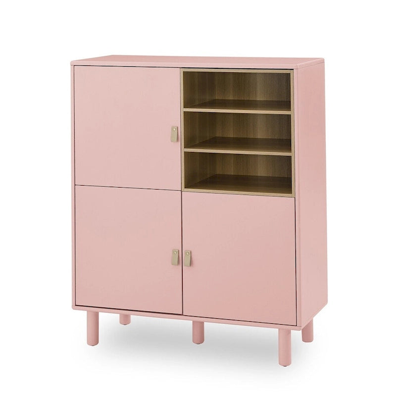 Meuble d'Appoint Moderne en Bois avec Pieds Ronds et Étagère - S/O