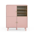 Meuble d'Appoint Moderne en Bois avec Pieds Ronds et Étagère - S/O