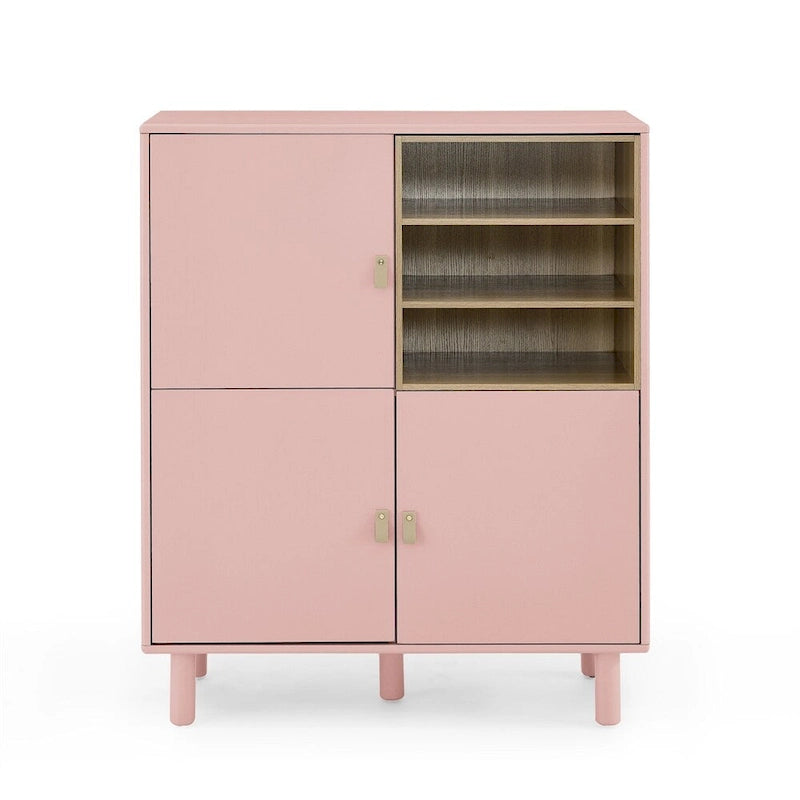 Meuble d'Appoint Moderne en Bois avec Pieds Ronds et Étagère - S/O