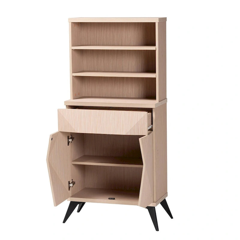 Buffet de cuisine Draper Mid-Century Modern bicolore bois clair et noir