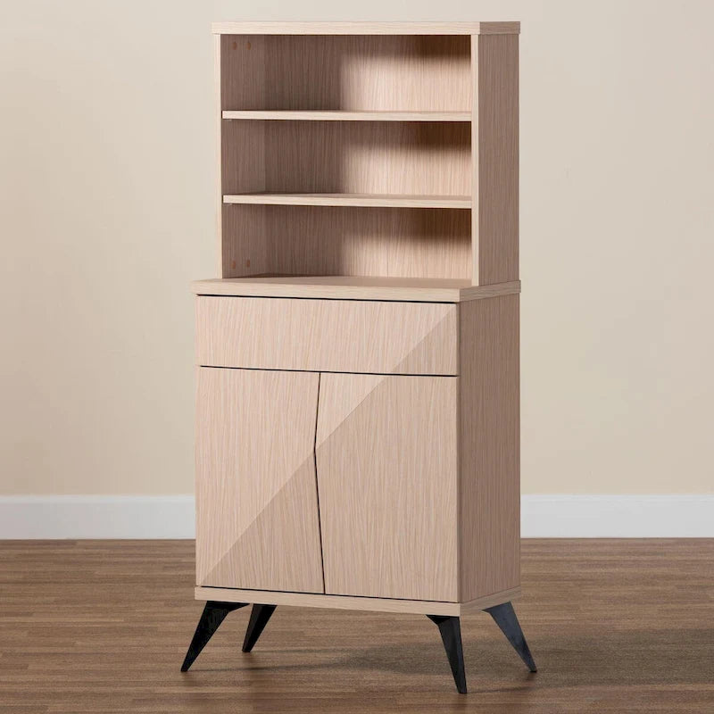Buffet de cuisine Draper Mid-Century Modern bicolore bois clair et noir