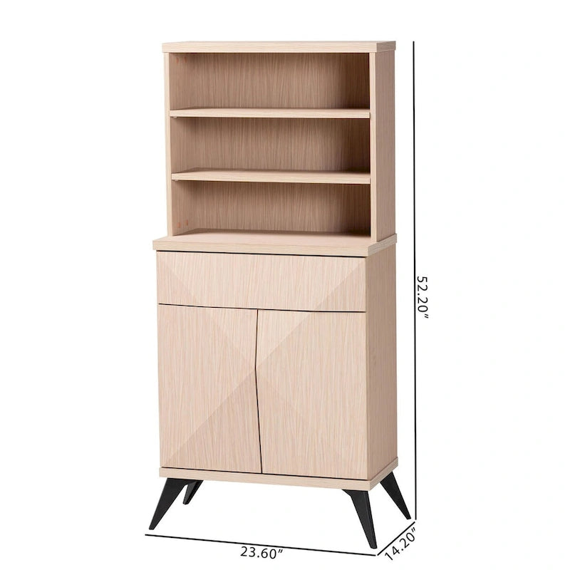 Buffet de cuisine Draper Mid-Century Modern bicolore bois clair et noir