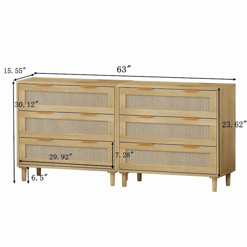 Commode Robyn 6 tiroirs Chêne - N/A