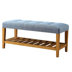 Banc en bois, bleu et chêne