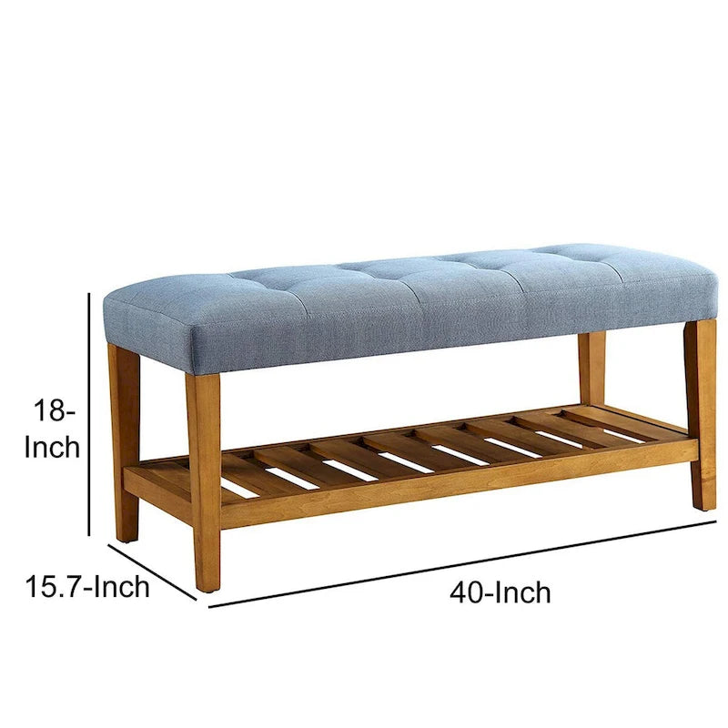 Banc en bois, bleu et chêne