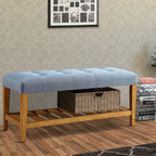 Banc en bois, bleu et chêne