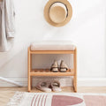 Banc à chaussures en bois massif naturel, Organisateur de rangement en hêtre avec coussin éponge à haute résilience