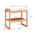 Banc à chaussures en bois massif naturel, Organisateur de rangement en hêtre avec coussin éponge à haute résilience