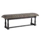 HomeRoots Banc en coton mélangé capitonné motif treillis, noir, blanc et gris, 56 po - 56