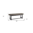 HomeRoots Banc en coton mélangé capitonné motif treillis, noir, blanc et gris, 56 po - 56