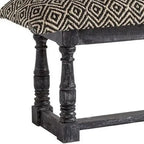 HomeRoots Banc en coton mélangé capitonné motif treillis, noir, blanc et gris, 56 po - 56