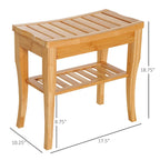 Banc de douche en bambou avec étagère de rangement