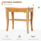 Banc de douche en bambou avec étagère de rangement