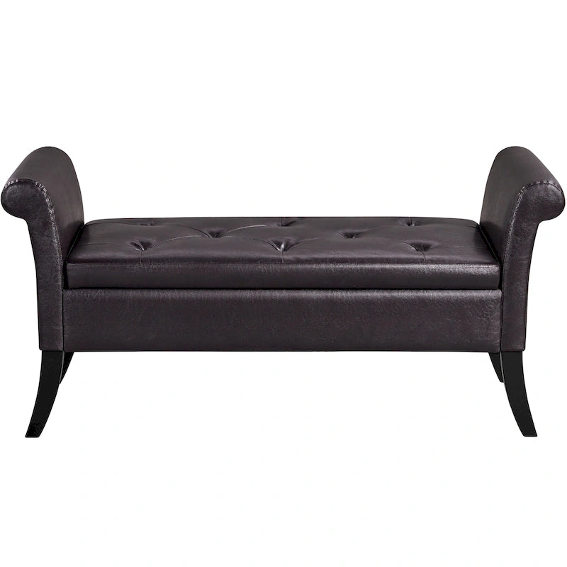 Banc de rangement multifonctionnel Yaheetech en similicuir vintage