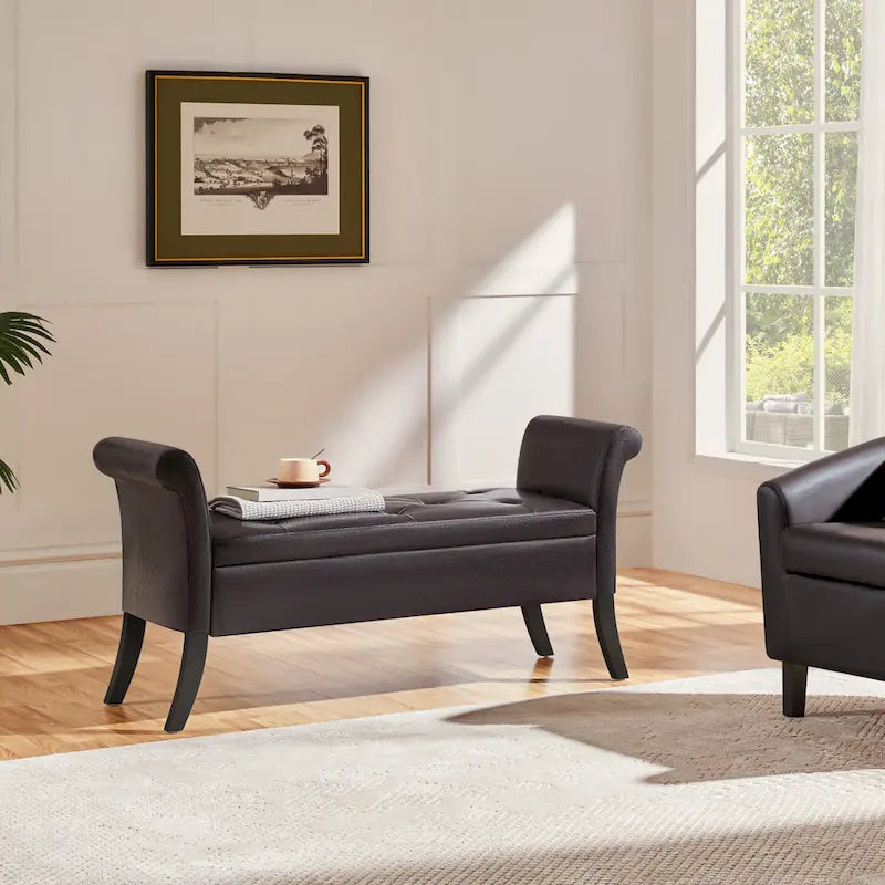 Banc de rangement multifonctionnel Yaheetech en similicuir vintage