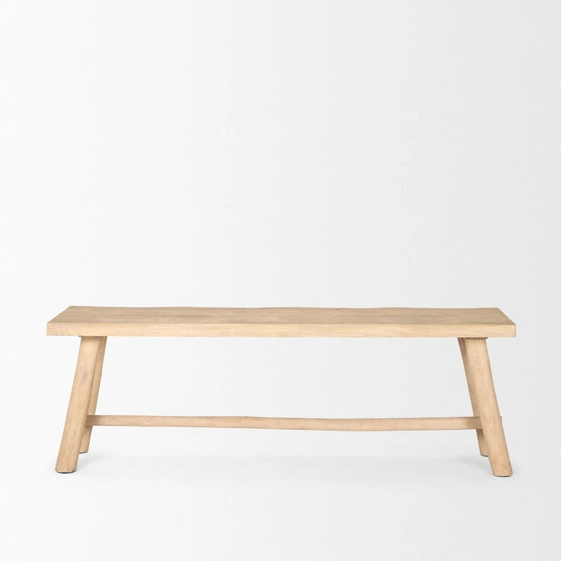 Banc d'artisan Sekou en bois marron clair