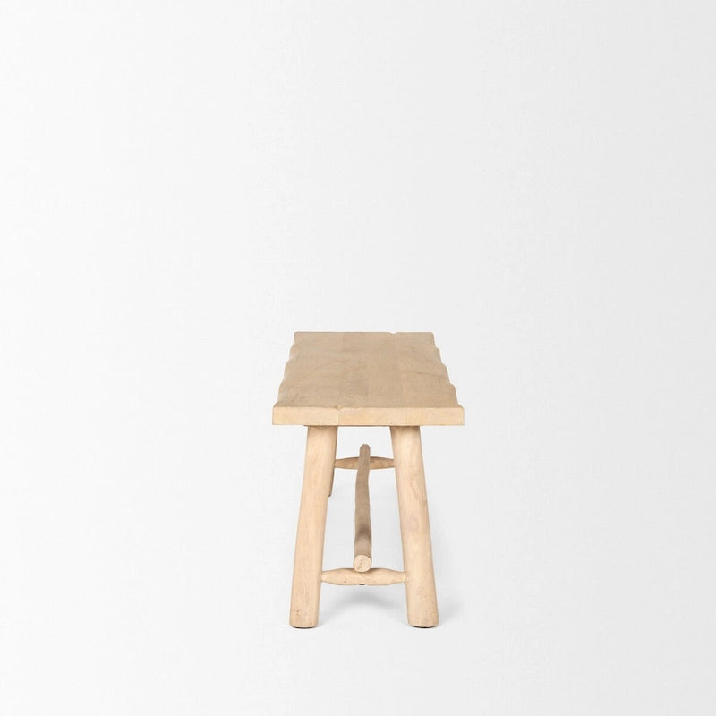 Banc d'artisan Sekou en bois marron clair