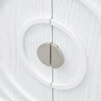 Porte de buffet rétro avec rainures circulaires et poignée de porte ronde en métal pour entrée, salle à manger, salon (gris)