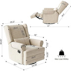 Fauteuil inclinable pivotant avec repose-pieds extra large, gris