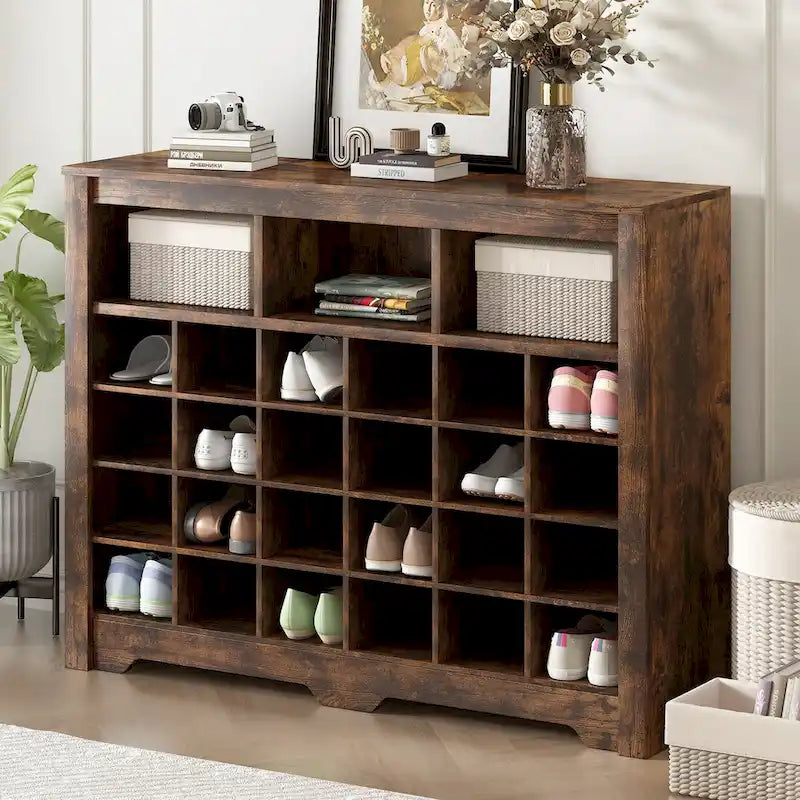 Console élégante avec 24 casiers à chaussures