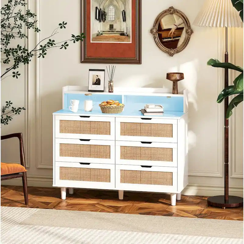 Meuble de rangement 6 tiroirs en rotin 43,31 L