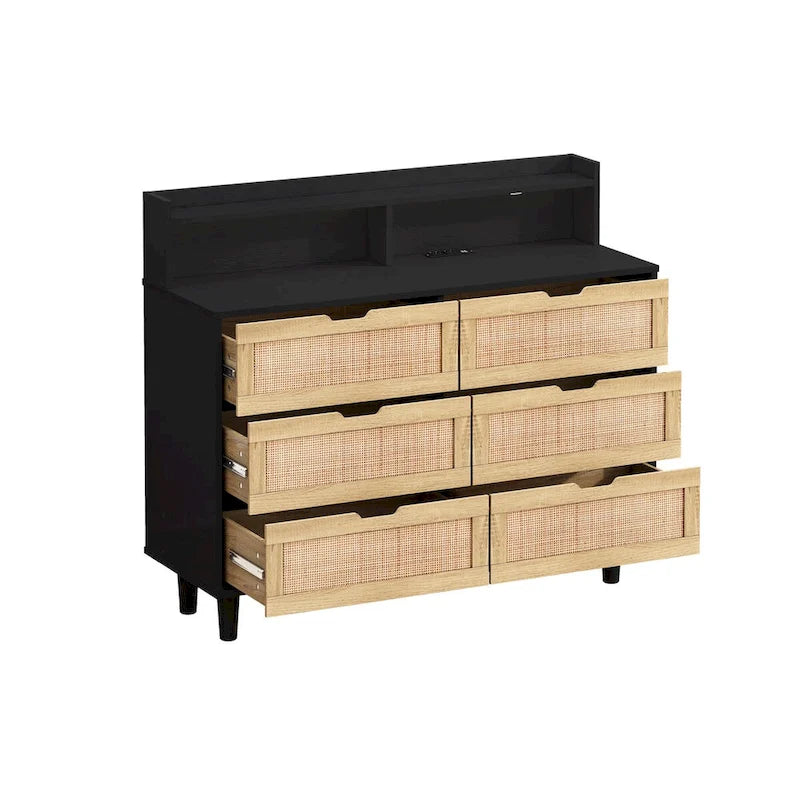 Meuble de rangement 6 tiroirs en rotin 43,31 L