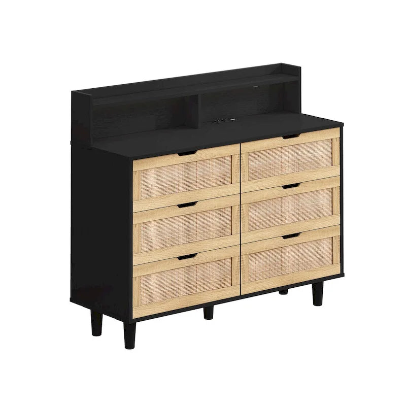 Meuble de rangement 6 tiroirs en rotin 43,31 L