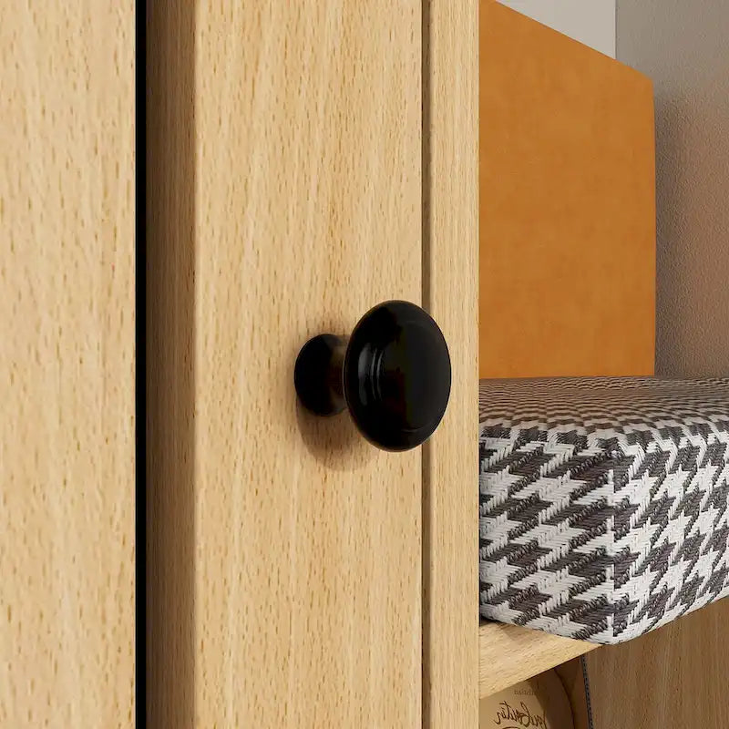 Ensemble de Rangement Fonctionnel pour Couloir avec Banc Coussin Motif Pied-de-Poule