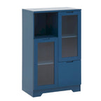 Meuble bas en bois avec 2 portes vitrées et 2 compartiments de rangement, pour salon, salle de bain ou entrée