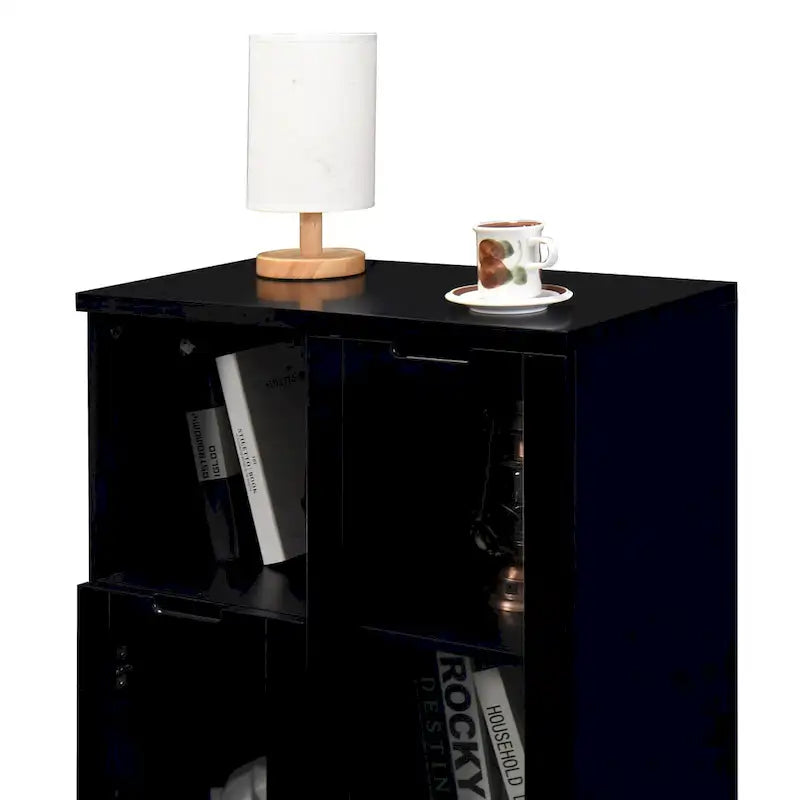 Meuble bas en bois avec 2 portes vitrées et 2 compartiments de rangement, pour salon, salle de bain ou entrée