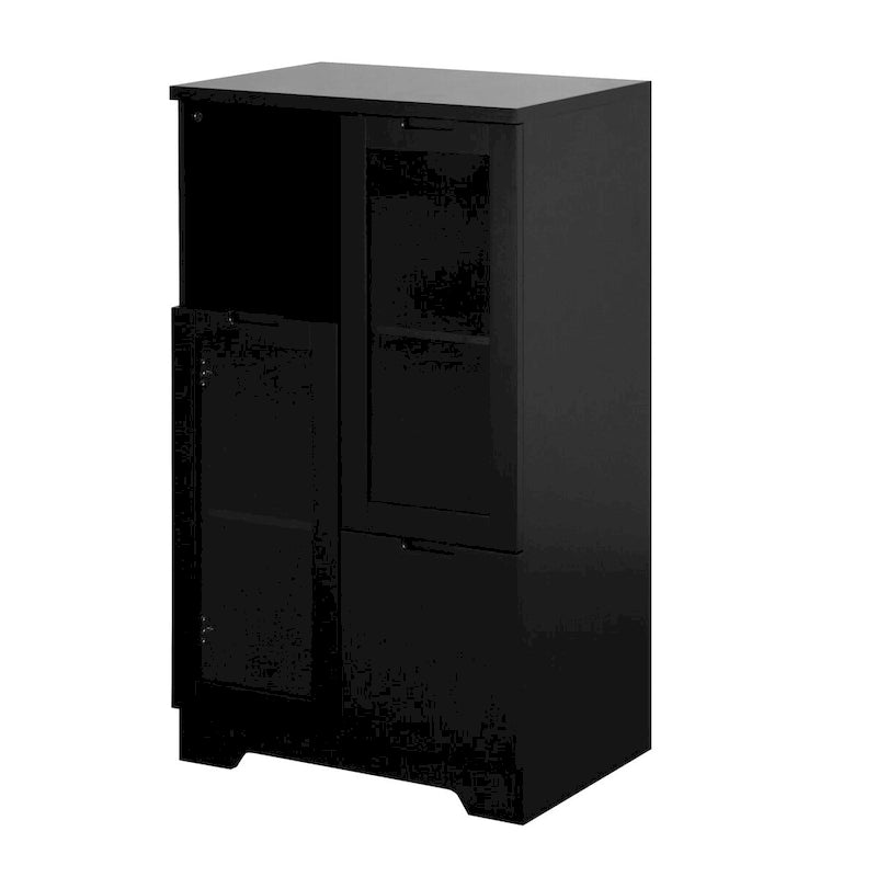 Meuble bas en bois avec 2 portes vitrées et 2 compartiments de rangement, pour salon, salle de bain ou entrée
