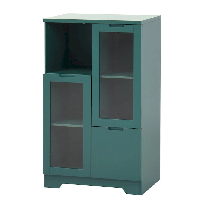 Meuble bas en bois avec 2 portes vitrées et 2 compartiments de rangement, pour salon, salle de bain ou entrée