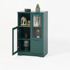 Meuble bas en bois avec 2 portes vitrées et 2 compartiments de rangement, pour salon, salle de bain ou entrée
