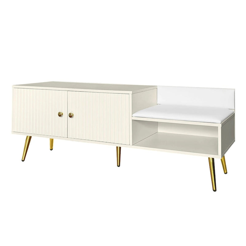 54.3 Banc de rangement pour chaussures avec rangement dissimulé et coussins rembourrés pour chevet