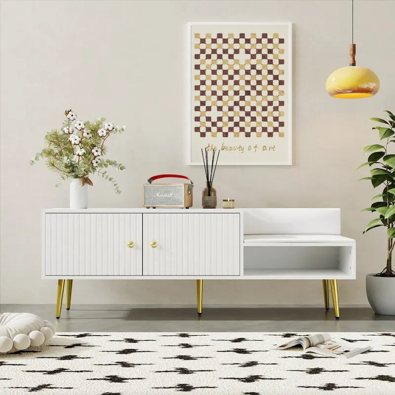 54.3 Banc de rangement pour chaussures avec rangement dissimulé et coussins rembourrés pour chevet