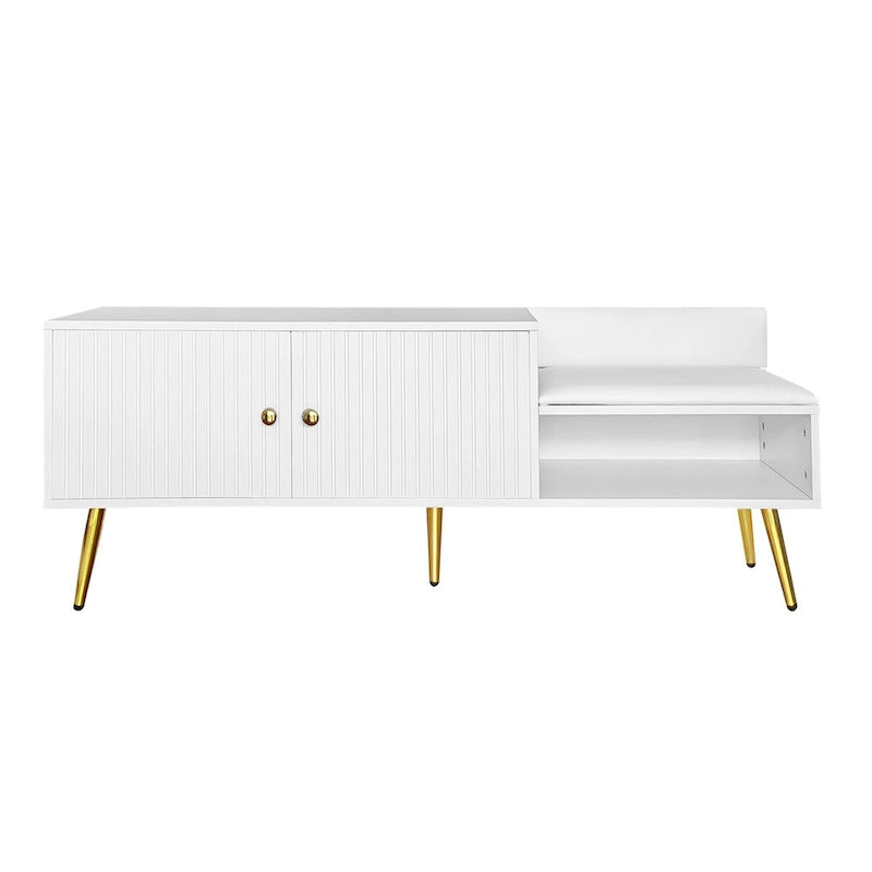 54.3 Banc de rangement pour chaussures avec rangement dissimulé et coussins rembourrés pour chevet