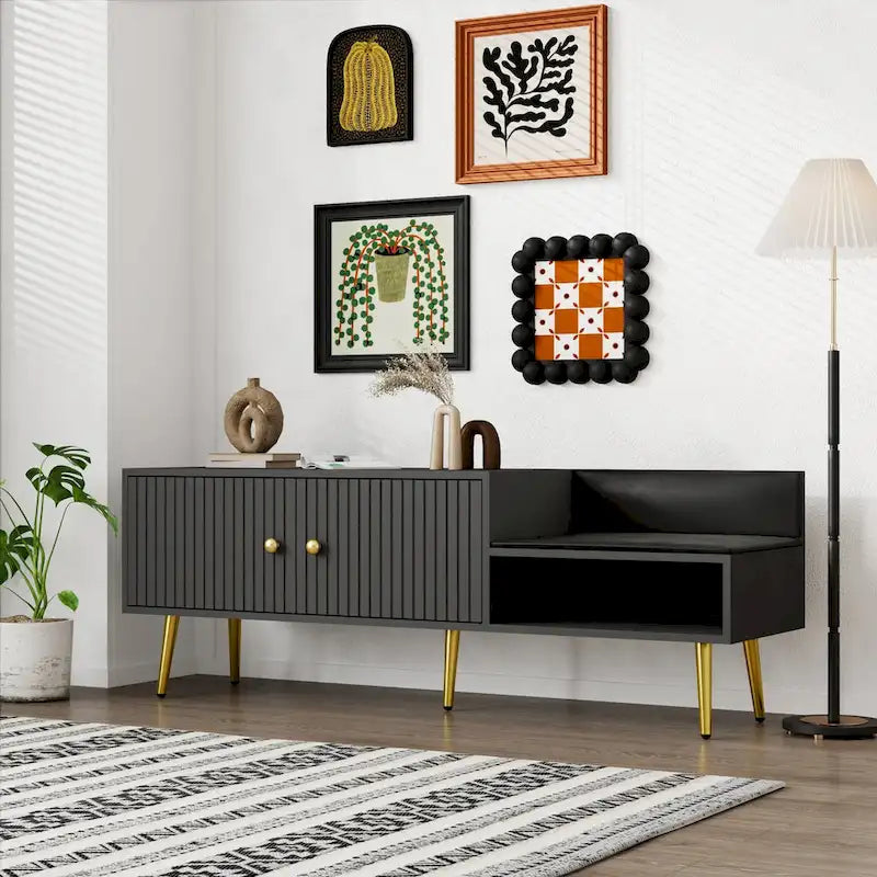 54.3 Banc de rangement pour chaussures avec rangement dissimulé et coussins rembourrés pour chevet