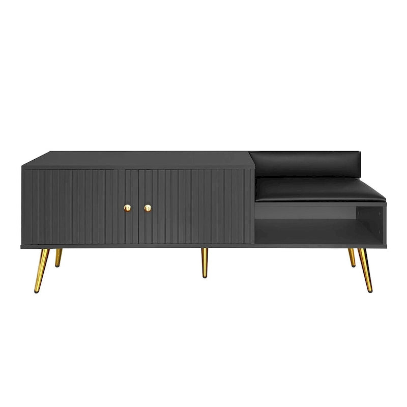 54.3 Banc de rangement pour chaussures avec rangement dissimulé et coussins rembourrés pour chevet