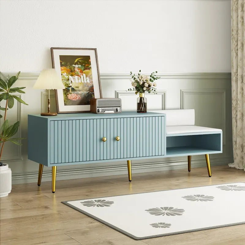 54.3 Banc de rangement pour chaussures avec rangement dissimulé et coussins rembourrés pour chevet