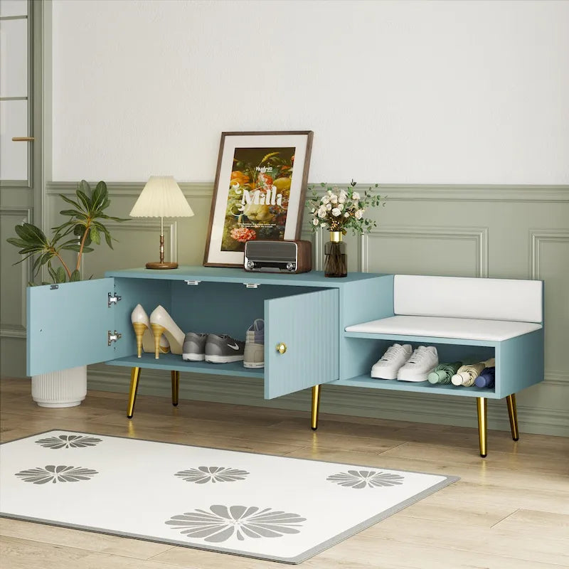 54.3 Banc de rangement pour chaussures avec rangement dissimulé et coussins rembourrés pour chevet