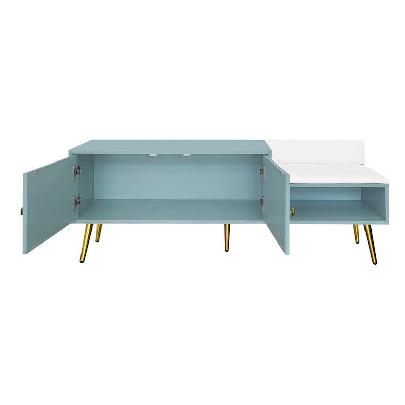 54.3 Banc de rangement pour chaussures avec rangement dissimulé et coussins rembourrés pour chevet
