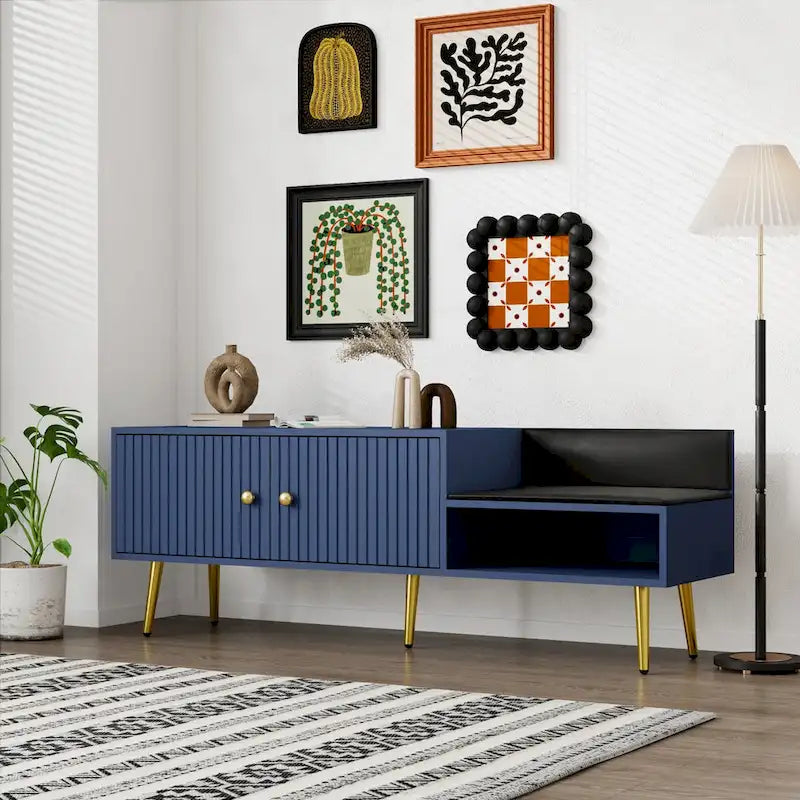 54.3 Banc de rangement pour chaussures avec rangement dissimulé et coussins rembourrés pour chevet
