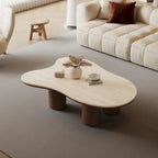 Table basse en bois moderne 48, plateau en pierre mate, en forme de nuage
