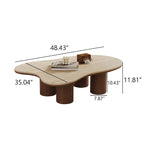 Table basse en bois moderne 48, plateau en pierre mate, en forme de nuage