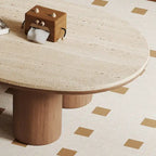 Table basse en bois moderne 48, plateau en pierre mate, en forme de nuage