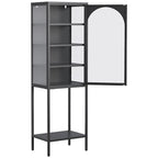 Meuble de Rangement 5 Étages avec Portes en Verre et Métal