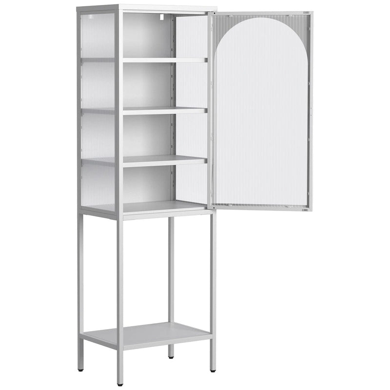 Meuble de Rangement 5 Étages avec Portes en Verre et Métal