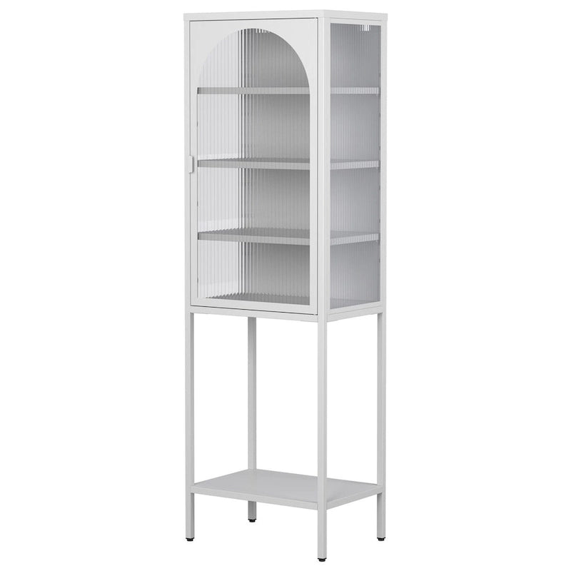 Meuble de Rangement 5 Étages avec Portes en Verre et Métal
