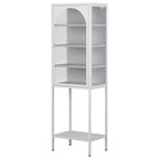 Meuble de Rangement 5 Étages avec Portes en Verre et Métal