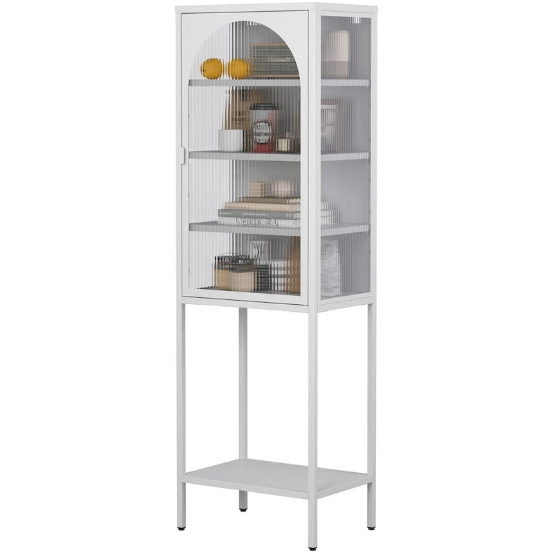 Meuble de Rangement 5 Étages avec Portes en Verre et Métal